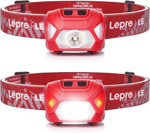 LE 320015 Battery Powered Headlamp - 1500Lux Super Bright LED Head Lamp with Red Light, IPX4 Waterproof Headlights for Outdoor Camping, Hiking, Hunting, Power Outages, Emergency, Hurricane, 2 Packs in Kuwait