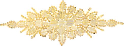 uxcell Crystal Rhinestone Applique, Sew on Applique Wedding Dress Decoration for Women DIY Prom Ceremony Party, AB, Silver, 1 PCS in Kuwait