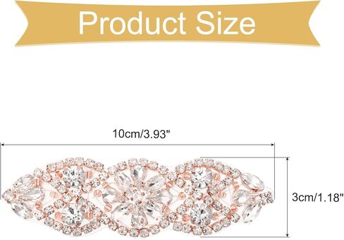 uxcell Crystal Rhinestone Applique, Sew on Applique Wedding Dress Belt Decoration for Women DIY Accessories Prom Ceremony Wedding Party Rose Gold, 2 PCS in Saudi Arabia