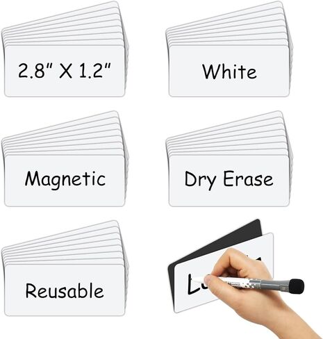 Colored Border Magnetic Labels 2.8x1.2 Inch 40 Pieces, Reusable Magnetic Dry Erase Labels for Whiteboards, Locker, School, Classroom, Office, Home in Kuwait