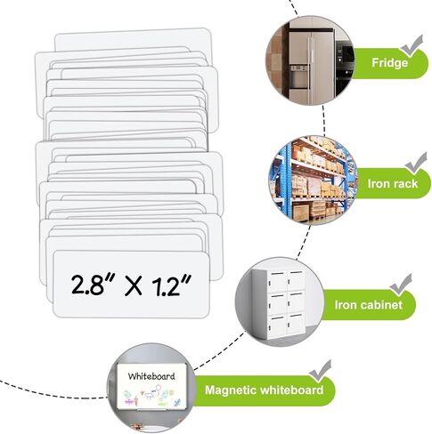 Colored Border Magnetic Labels 2.8x1.2 Inch 40 Pieces, Reusable Magnetic Dry Erase Labels for Whiteboards, Locker, School, Classroom, Office, Home in Kuwait