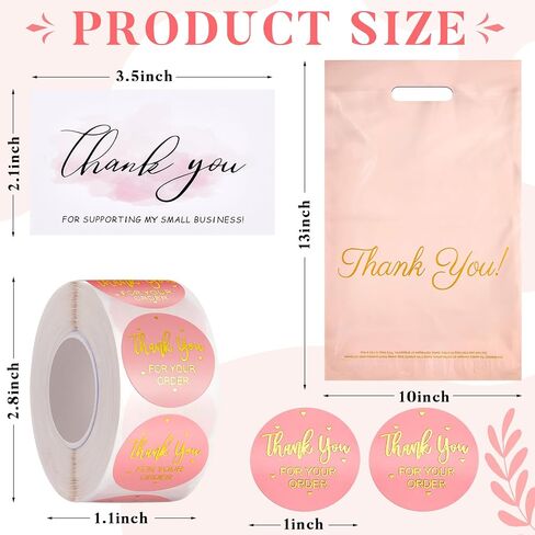 ReliThick 200 Pcs Poly Mailers 10x13 Inches Pink Shipping Bags with 200 Thank You Cards and 500 Sticker Thank You Self Adhesive Packaging Bags Mailing Envelopes with Handle for Small Business in Saudi Arabia