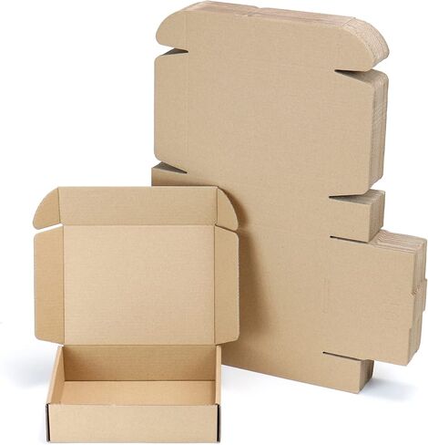 Flamorrow 25Pack 8 x 6 x 2 Inch Shipping Boxes, Small Corrugated Cardboard Box, Packaging Boxes for Gift Wrapping, Mailer, Small Business, Brown in Kuwait