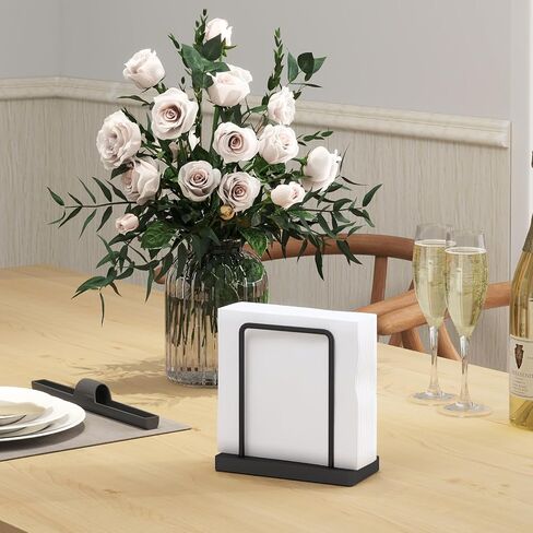 Napkin Holder for Table, Metal Napkin Holder for Kitchen Dining, Standing Paper Napkin Storage for Table Countertop, Black in Saudi Arabia