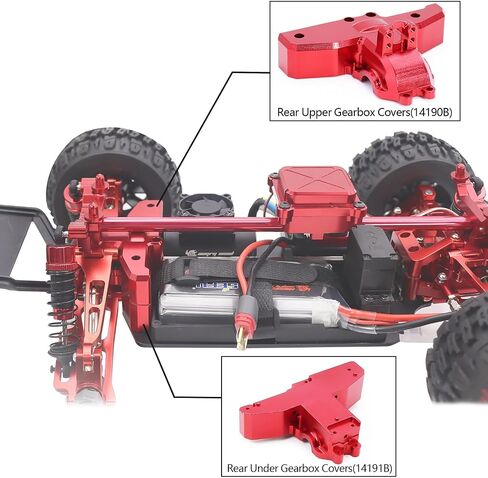 H14BM Upper Under Gearbox Covers for Hyper Go H14BM 1/14 MJX 14210 14209 RC Car Upgrade Parts(Red) in Saudi Arabia