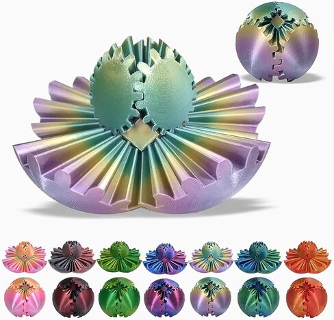 3D Printed Gear Ball, Gear Sphere Fidget Toy Stress Relief Toy for ADHD, Anxiety Relaxing Toy for Adults at Work/Study/Travel (Straight-Line, Candy-Color) in Saudi Arabia