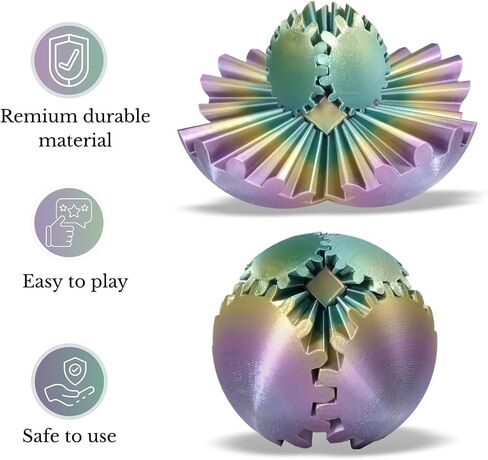 3D Printed Gear Ball, Gear Sphere Fidget Toy Stress Relief Toy for ADHD, Anxiety Relaxing Toy for Adults at Work/Study/Travel (Straight-Line, Candy-Color) in Saudi Arabia