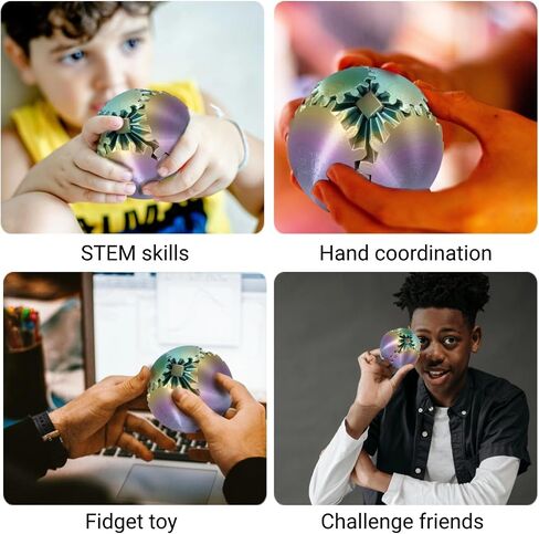 3D Printed Gear Ball, Gear Sphere Fidget Toy Stress Relief Toy for ADHD, Anxiety Relaxing Toy for Adults at Work/Study/Travel (Straight-Line, Candy-Color) in Saudi Arabia