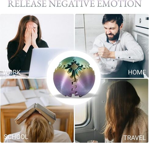 3D Printed Gear Ball, Gear Sphere Fidget Toy Stress Relief Toy for ADHD, Anxiety Relaxing Toy for Adults at Work/Study/Travel (Straight-Line, Candy-Color) in Saudi Arabia