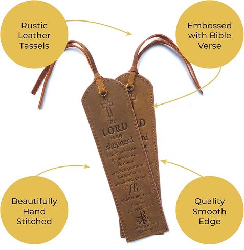 Leather Bible Bookmarks - 2 Leather Christian Bookmarks with Inspirational Bible Verse | Psalm 121 I Lift Up My Eyes To The Hills | Perfect Religious Book Marker Gifts for Men, Women, Readers, Friends in Saudi Arabia