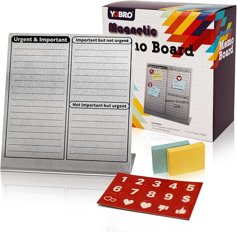 لوحة إعلانات مغناطيسية مع حامل مقاس 8 × 8.5 بوصة، لوحة مسح جافة صغيرة للمكتب والدراسة، لوحة مذكرة معدنية لعرض المغناطيس، مساعد إدارة الوقت، 10 أرقام مغناطيسية، 2 ملاحظات لاصقة in Kuwait