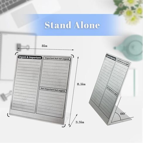 لوحة إعلانات مغناطيسية مع حامل مقاس 8 × 8.5 بوصة، لوحة مسح جافة صغيرة للمكتب والدراسة، لوحة مذكرة معدنية لعرض المغناطيس، مساعد إدارة الوقت، 10 أرقام مغناطيسية، 2 ملاحظات لاصقة in Kuwait