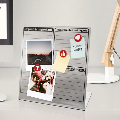 لوحة إعلانات مغناطيسية مع حامل مقاس 8 × 8.5 بوصة، لوحة مسح جافة صغيرة للمكتب والدراسة، لوحة مذكرة معدنية لعرض المغناطيس، مساعد إدارة الوقت، 10 أرقام مغناطيسية، 2 ملاحظات لاصقة in Kuwait