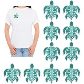 10 Pcs Green Turtle Embroidered Patches for Clothes, Iron On Turtle Applique Patches, DIY Sew On Repair Patches for Hats Shoes Bags Jackets Jeans