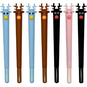 12 PCS Christmas Pens Lucky Deer Pens Adorable Elk Pens Novelty Animal Pens Black Ink 0.5 mm For School Office Party Birthday Christmas Festival