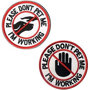 Antrix 2 Pcs 3.15inch Round Service Dog Patches Please Don't Pet Me I'm Working Dog Patch Hook & Loop Badge Emblem Patch for Medium and Large Dog Vests Dog Harnesses Dog Clothes