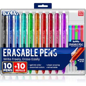 BUNMO Erasable Gel Pens - Multicolor Cute Pens - Easter Gifts for Girls - Erasable for Smooth Writing & Drawing - Gifts for Teens - Girls Easter Basket Stuffers- 10 Refills Included - 10 Pack