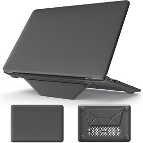 MEEgoodo for MacBook Air 13 inch Case 2021 2020 2019 2018, Kickstand Cover Fit Model A2337 M1 A2179 A1932, PU Leather Laptop Hard Shell with TPU Keyboard & Webcam Cover & OTG Adapter,Pink