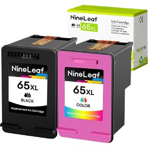 NineLeaf 65XL Black and Color Combo Pack Compatible for HP 65 XL Ink Cartridge N9K04AN DeskJet 3755 3720 3722 3723 3730 3732 3752 3758 All-in-one Printer (1 Black 1 Tri-Color,2 Pack)