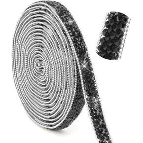 Rhinestone Ribbon, 3 Yards Self Adhesive Rhinestone Strips Bling Glitter Rhinestone Tape, Diamond Crystal Rhinestone Ribbon Roll Stickers Rhinestone Trim for DIY Clothes Shoes Phone Decor, AB Color