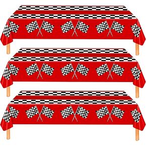 3 Pack Checkered Race Car Tablecloth Race Car Birthday Party Decorations Kids' Party Tablecover Car Theme 54"x108" Race Car Party Favor Rectangular Disposable Tablecloth for Boys Birthday Baby Shower