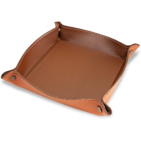 Handmade Genuine Leather Collapsible Dice Tray for Dungeon and Dragons and Other RPG Games (Brown)