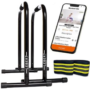 Lebert Fitness EQualizers | Frank Medrano Signature Series Equalizer Dip Bars | Total Body Pull Up Bar | Hip Resistance Band | Black Matte XXL