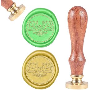 CRASPIRE الشمع ختم ختم البلوط ورقة خمر الشمع ختم طوابع النبات الرجعية 25mm القابلة للإزالة النحاس رئيس مقبض خشبي للمغلفات دعوات النبيذ حزم بطاقات المعايدة الزفاف