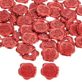 PATIKIL Thank You Wax Seal Stickers, 50 Pack Embossed Self Adhesive Sticker for Envelope Letter Wedding Invitation Card Birthday Party Gift, Red