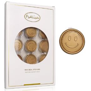 fsalisa Smiley Wax Seal Stickers 60pcs Wedding Invitation Envelope Seal Stickers, Self Adhesive Seal Wax Stickers for Christmas Invitations Cards Gift Wrapping Wine Packages (Dusty Blue*Smiley)