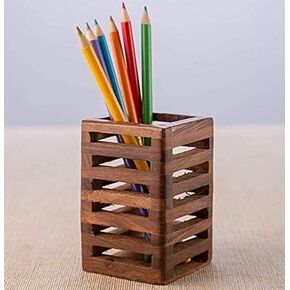 IBLAY Wooden Decorative Owl Design Wooden Wooden Pen Holder & Pencil Holders Handmade Traditional Desk Supply School Office Stationery Organizer & Home Table Decor