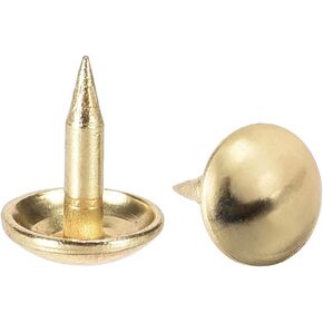 uxcell Upholstery Nails Tacks 8mm Dia 10mm Height Round Thumb Push Pins Gold Tone for Furniture Sofa Headboards, 100 Pcs