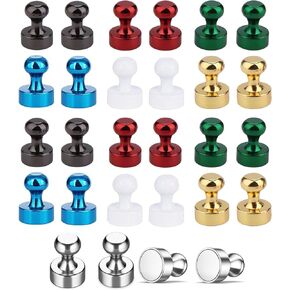 Magnetic Push Pins,Magnet Pins,7 Color Strong Refrigerator Neodymium Fridge Magnets,Push Pin Magnets for Refrigerator,Home, Kitchen, Whiteboard, Classroom, Office, Dry Erase Board,28PCS