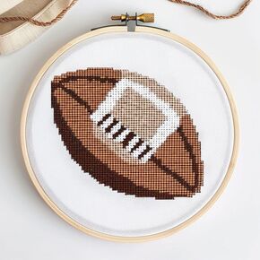 Cross Stitch Kits Counted Kit Cross-Stitching Pattern for Home Decor, 11CT Pre-Printed Fabric Embroidery Crafts Needlepoint Kit， Canvas 13.7 inches x13.7 inches (35x35cm)- Football (C) 1