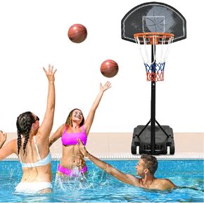 DWVO Portable Basketball Hoop for Outside, 4.4-8.5FT Adjustable Height Basketball Goal Outdoor for All Ages, Improved Protrusive Backboard, Basketball System In Ground with Weighted Bag Gift