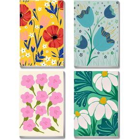 UNIQUORS 4 Pack Framed Paint by Numbers Kit for Adults Beginner, Easy Flower Kids Paint by Number on Canvas, DIY Oil Painting Acrylic Paints for Home Wall Decor 8 X12 in