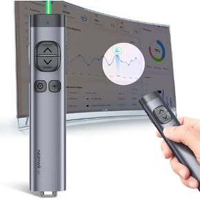 Norwii N97s Highlight Presentation Remote، مؤشر ليزر رقمي ومادي مزدوج مع بلوتوث، جهاز PPT PowerPoint Clicker مع تسليط الضوء على الماوس المكبر، مقدم لاسلكي 165FT لشاشة LCD LED