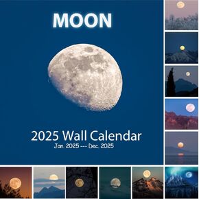 تقويم حائط 2025، تقويم مراحل القمر، تقويم قمري لمدة 12 شهرًا للجدار، مفتوح 30.48 سم × 60.96 سم، تقويم قمري مع تتبع القمر، صفحة كاملة لأشهر سميكة ورق قوي للتنظيم والتخطيط in Kuwait