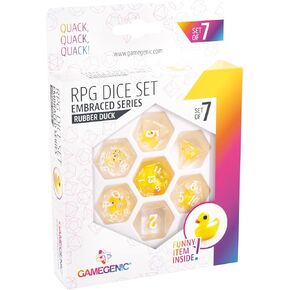 Gamegenic Embraced Series RPG Dice Set | Set of 7 Dice in a Variety of Sizes Designed for Roleplaying Games | Premium Quality Resin Dice with Unique Thematic Rubber Duck Design | Made by Gamegenic