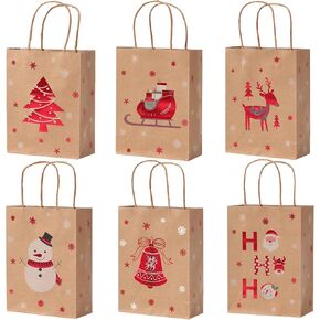 Vammy 6 Pack Christmas Gift Bags Assortment with Tissue Paper (3 Large 13", 3 Medium 9") 3D Cutout Round Film of Santa with HOHOHO, Adorable Snowman, Dreamy Elk with MERRY in Saudi Arabia