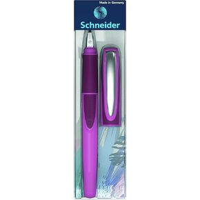 Schneider Ray Fountain Pen M (Medium), Refillable, Boysenberry Barrel, Royal Blue Erasable Ink Cartridge, Pack of 1 Pen (168209)