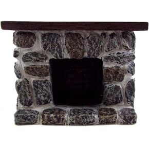 Aztec Imports, Inc. Dollhouse Miniature Gray and Tan Fieldstone Fireplace