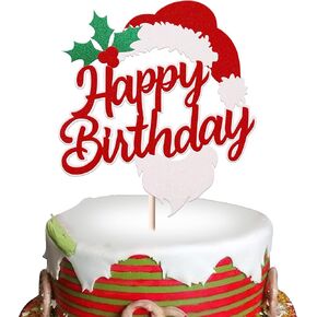 1 Pack Grinches Happy Birthday Cake Topper Merry Christmas Happy Birthday Cupcake Picks for Theme Grinches Christmas Theme Birthday Baby Shower Christmas Party Cake Decorations Supplies in Kuwait