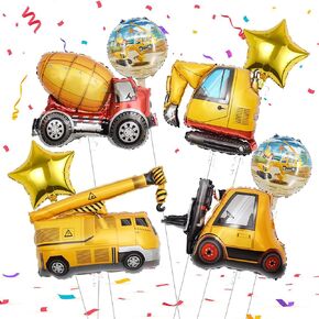 Construction Birthday Party Supplies,Large Digger Balloons Tractor Truck Foil Mylar Balloons Dump Truck Crane Helium Balloon for Construction Party Birthday 5th Theme Baby Shower Boys Party Supplies