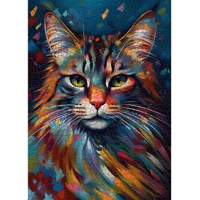 Cat Puzzles for Adults, Animal Kitten Portrait Jigsaw Puzzles 1000 Pieces Painting, Kitty Art Puzzle, Impossible Challenging Puzzles for Adults Cat