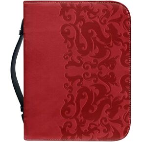 Women's Bible Covers Carrying Book Case Bible Protective with Handle and Zippered Church Bag Gift for Mother Lady Red 2XL