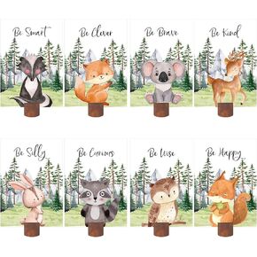 PerKoop 16 Pack Woodland Animal Table Centerpieces Forest Animal Baby Shower Table Decorations Woodland Baby Shower Decorations Wood Table Topper Woodland Decor for Wild Birthday Woodland Party Favors
