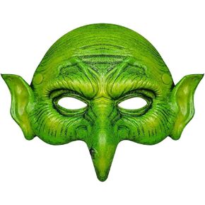 Soochat Witch Mask Scary Green Old Hag Mask Green Half Face Wizard Mask for Halloween Horror Cosplay Party Costume Props
