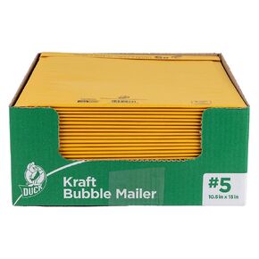 Duck Brand #5 Kraft Bubble Mailer, Manila, 10.5 inch x 15 inch, 25 Pack