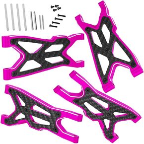 Aluminum Suspension Arms A-Arms Upgrades Part for 1/8 Typhon 3S BLX 4x4,1/10 Big Rock 3S BLX V3,4PCS RC Alloy Front Rear Suspension A Arms Hops up,Red